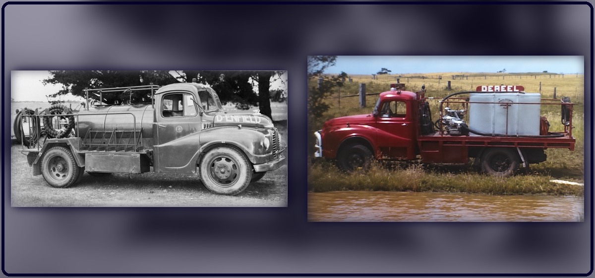 Dereel CFA history images of brigade owned Austin truck appliances.